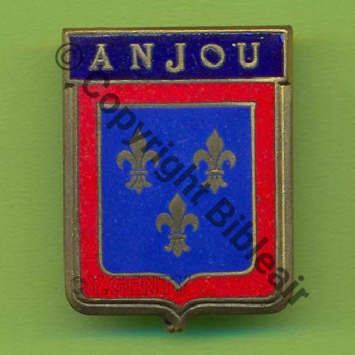3248.EMGFA GT.2.64 ANJOU  COURTOIS SM Past octog COURTOIS PARIS Dos lisse Email BANDEAU BLEU 26x34mm EMAIL Src.Y.GENTY 20Eur(x2) 
